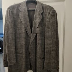 Vintage Giorgio Armani Checkered Linen Gray Blazer